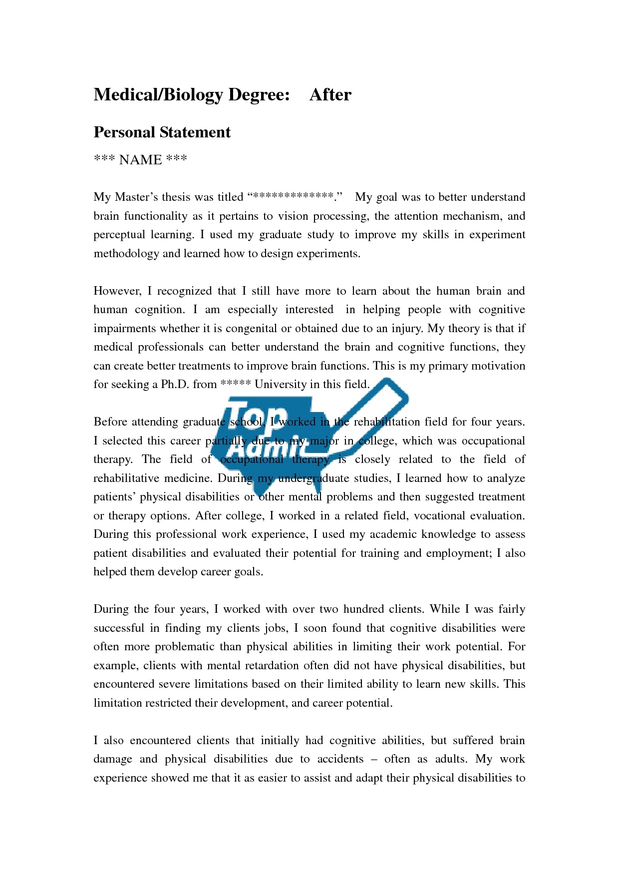 Sample personal statement for postgraduate scholarship